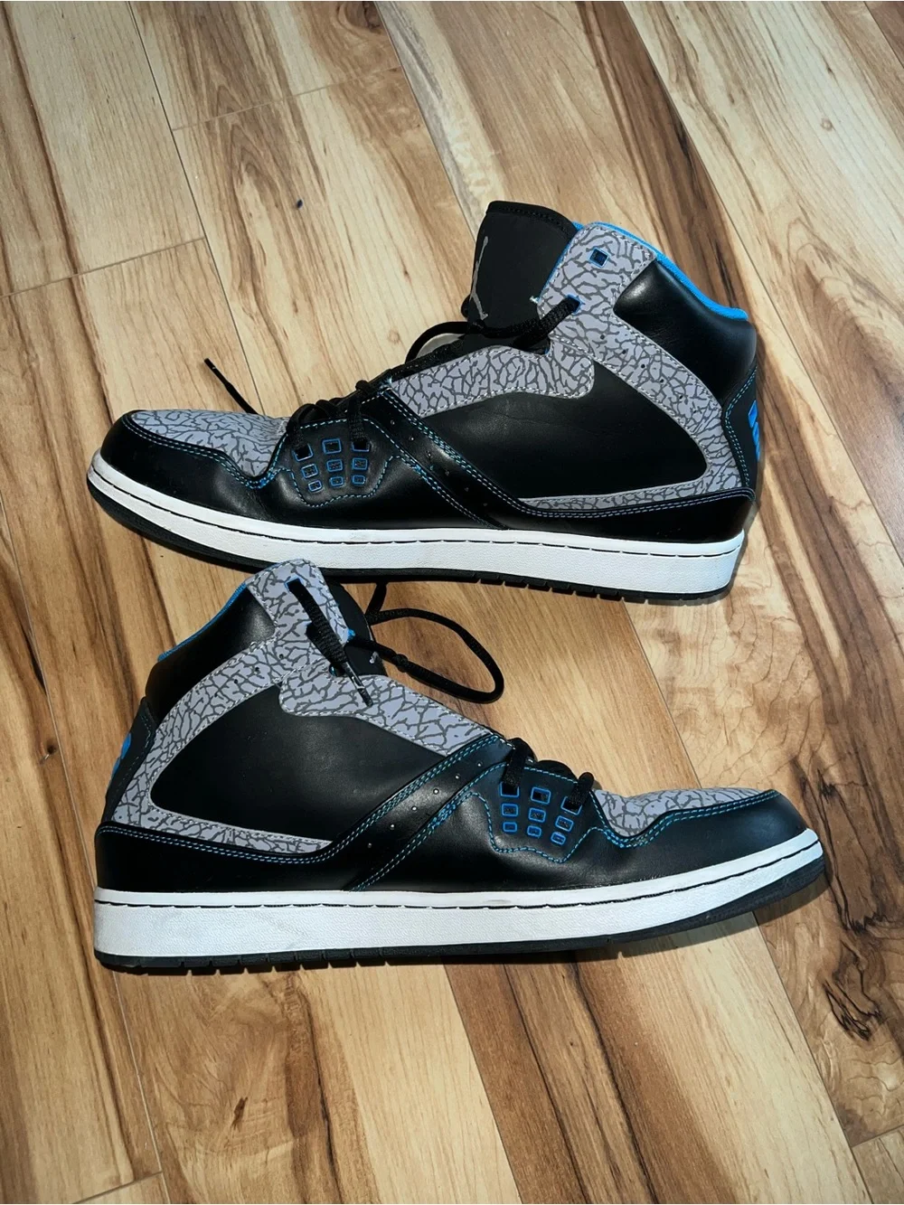 Jordan High-Top Sneakers in Black, Gray & Blue